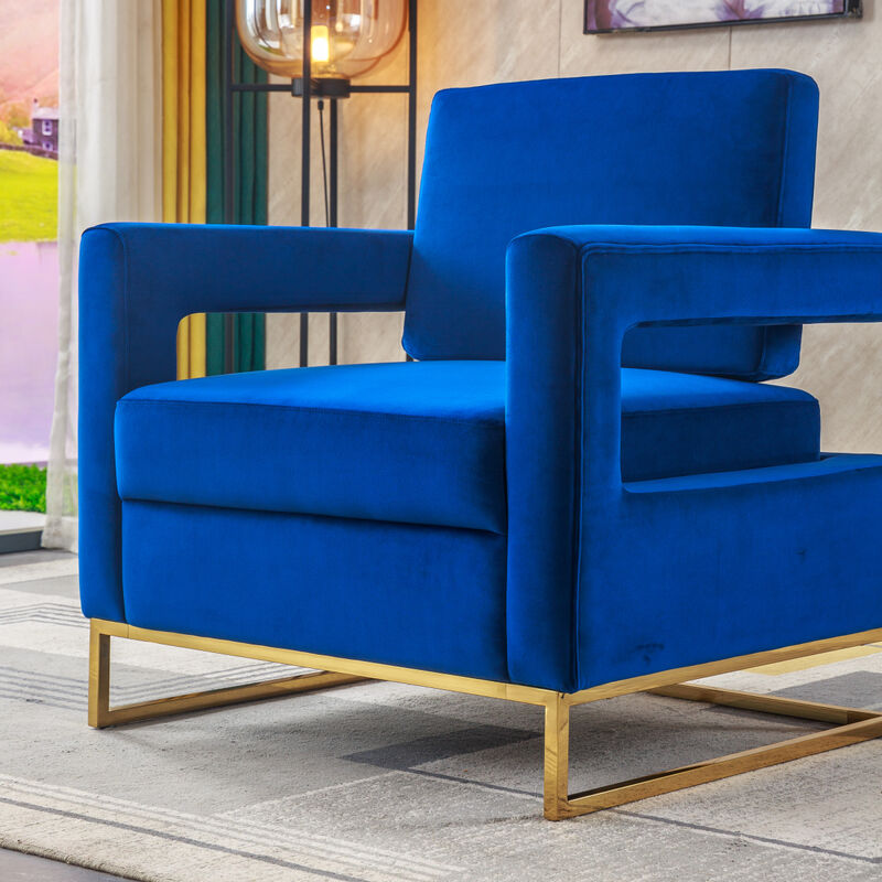 Modern Velvet Accent Chair, Elegant Armchair With Stainless Steel Base
