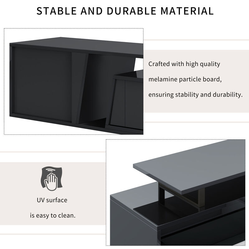 Rectangle TV Stand, 2 Drawers, 1 Cabinet, Up to 100"