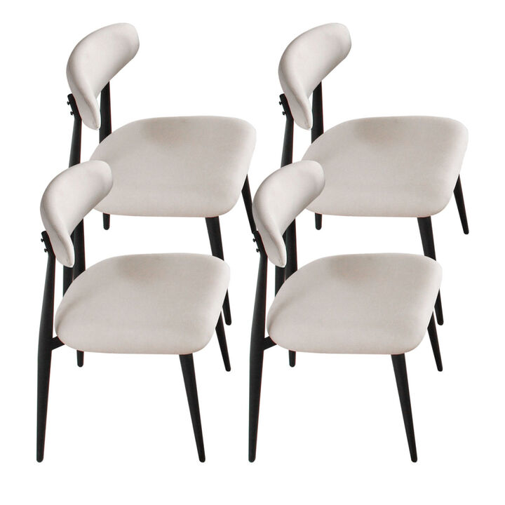 Dining Chairs Set Of 4, Upholstered Chairs With Metal Legs For Kitchen Dining Room Light Grey