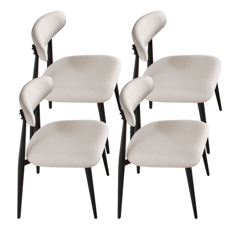 Dining Chairs Set Of 4, Upholstered Chairs With Metal Legs For Kitchen Dining Room Light Grey
