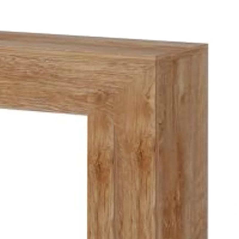 Evan Console Table, 47 Inch Rectangular Top, Rustic Brown, Open Shelf - Benzara