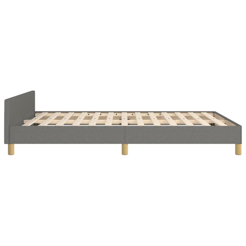 vidaXL Queen Bed Frame with Headboard, Dark Gray Fabric Upholstery, Durable Supportive Legs and Plywood slats, Simplistic Modern Design, Easy Assembly Furniture