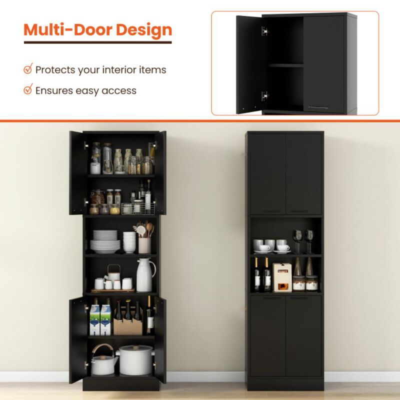 Hivvago 75 Inch Kitchen Pantry Cabinet Tall Cupboard with Doors and Shelves
