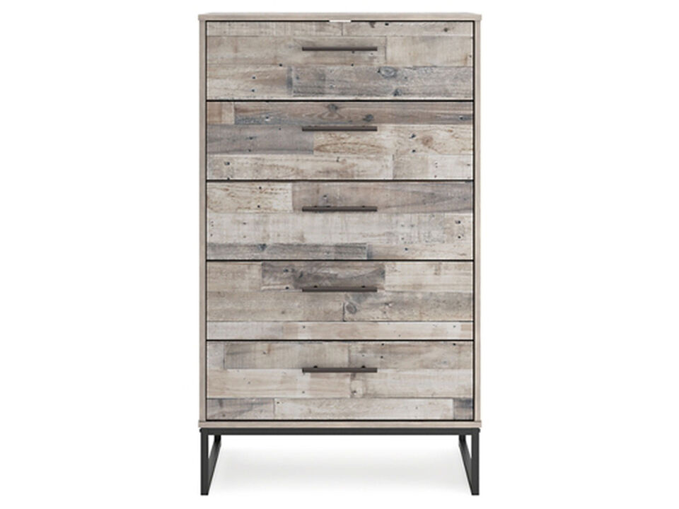 Neilsville 5 Drawer Chest of Drawers in Whitewash
