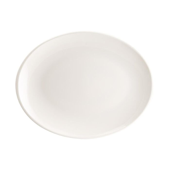 Moove 12.25" x 9.5" x h:1" Oval Warm White Porcelain Platter (Set of 2)