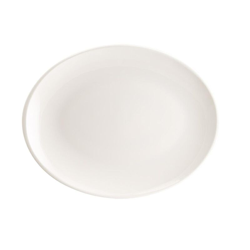 Moove 12.25" x 9.5" x h:1" Oval Warm White Porcelain Platter (Set of 2)