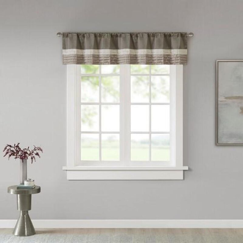 Belen Kox Natural Pintuck Striped Window Valance, Belen Kox