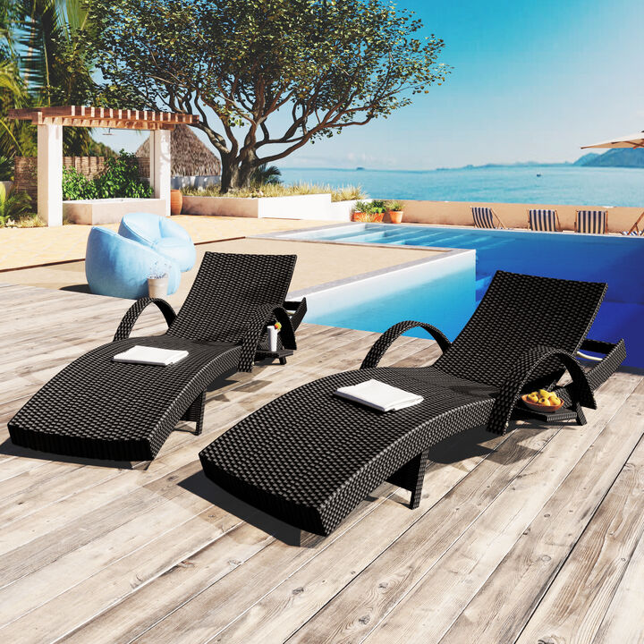 Merax Solid Outdoor Wicker Chaise Lounge Chairs