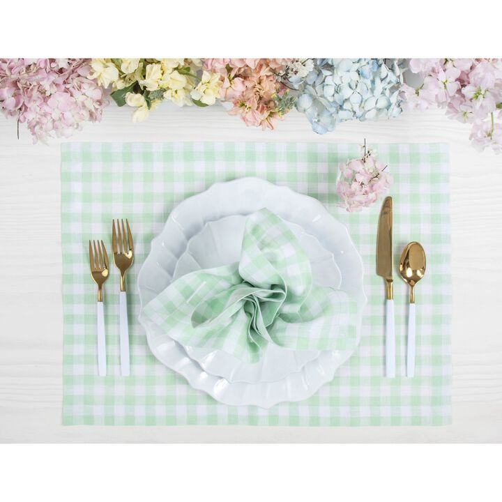 Solino Home 100% Pure Linen Cloth Napkins 20 x 20 Inch Set of 4 | Gingham Check Dinner Napkins