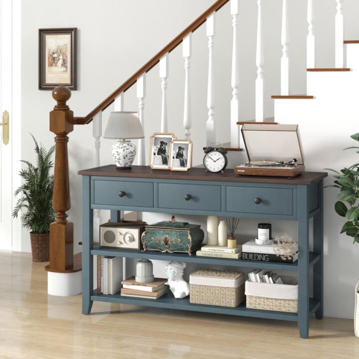 Hivvago 50 Inch Entryway Table Narrow Long Sofa Table with Drawers and Shelves