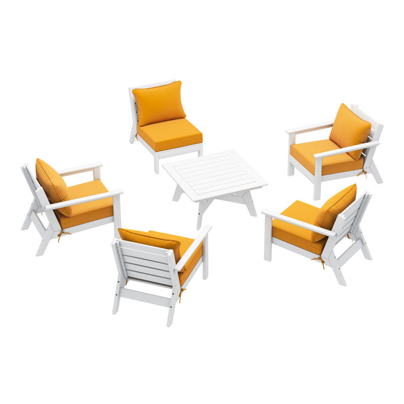WestinTrends Outdoor 6-Piece Modular Sectional Patio Furniture Sofa Set