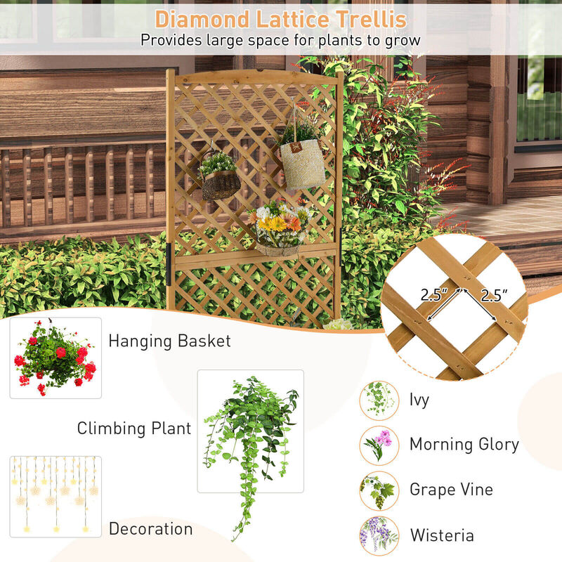 Planter Raised Bed with Trellis for Plant Flower Climbing