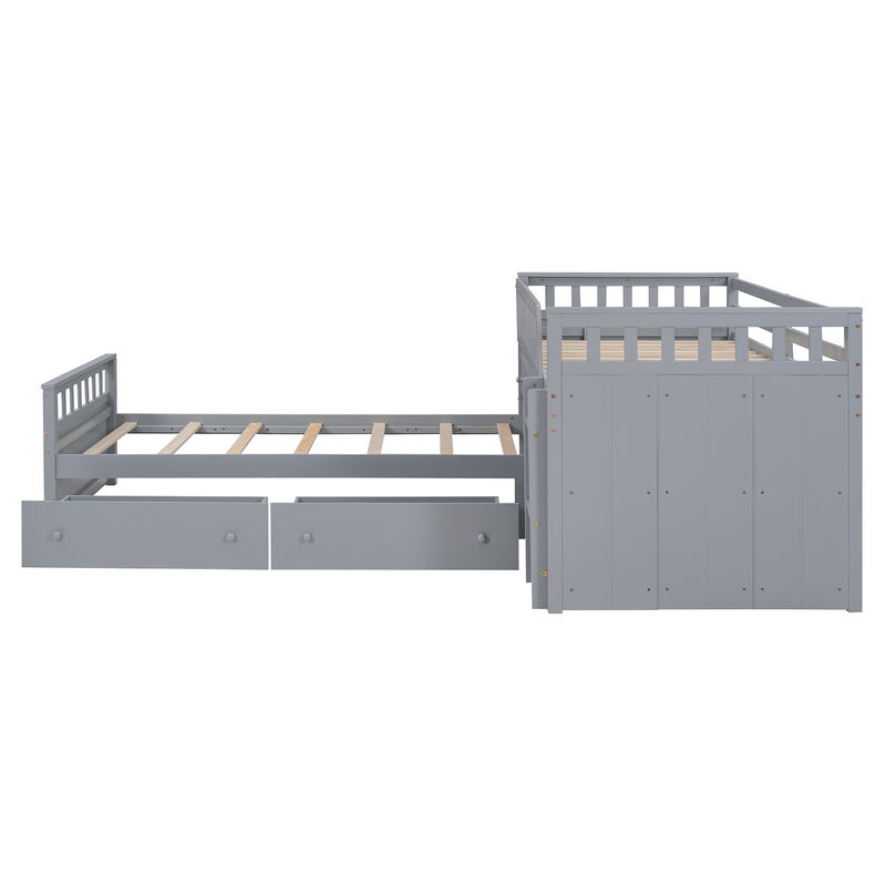Merax L-shaped Loft Bed  with Platform Bed