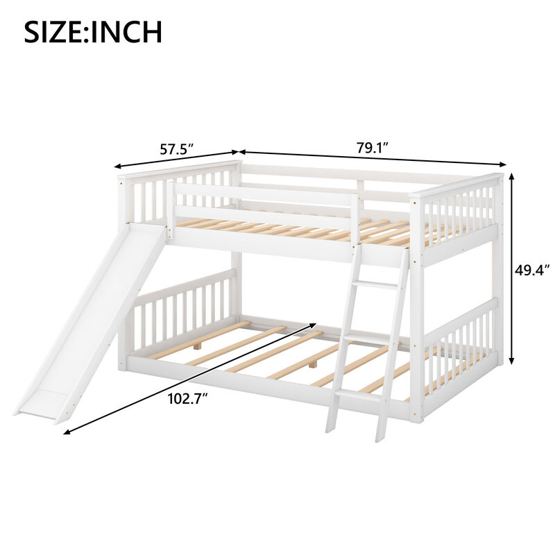 Full over Full Bunk Bed with Convertible Slide and Ladder