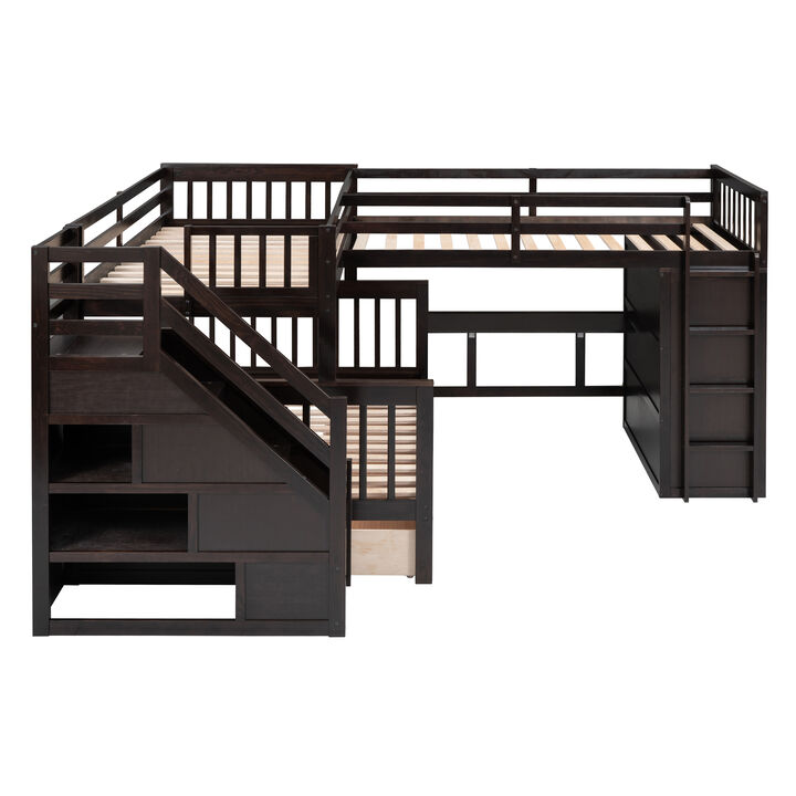 Merax  L-Shaped Bunk Bed With 3 Drawers