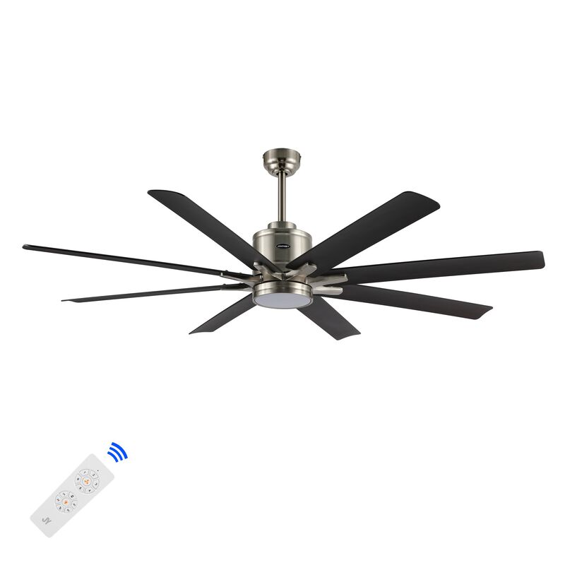 Octo Contemporary Industrial Iron/Plastic Ceiling Fan with Integrated LED Light