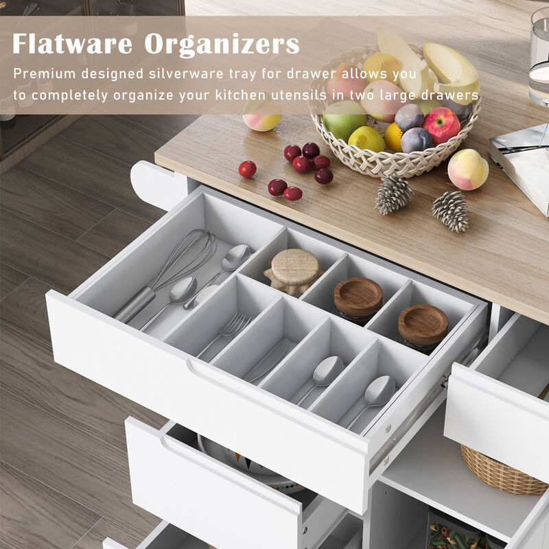 Merax Kitchen Cart with Rubber Wood Countertop