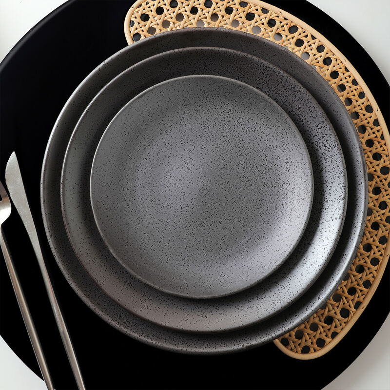 Stone Lain Valencia Porcelain 32 Piece Dinnerware Set, Metallic Grey