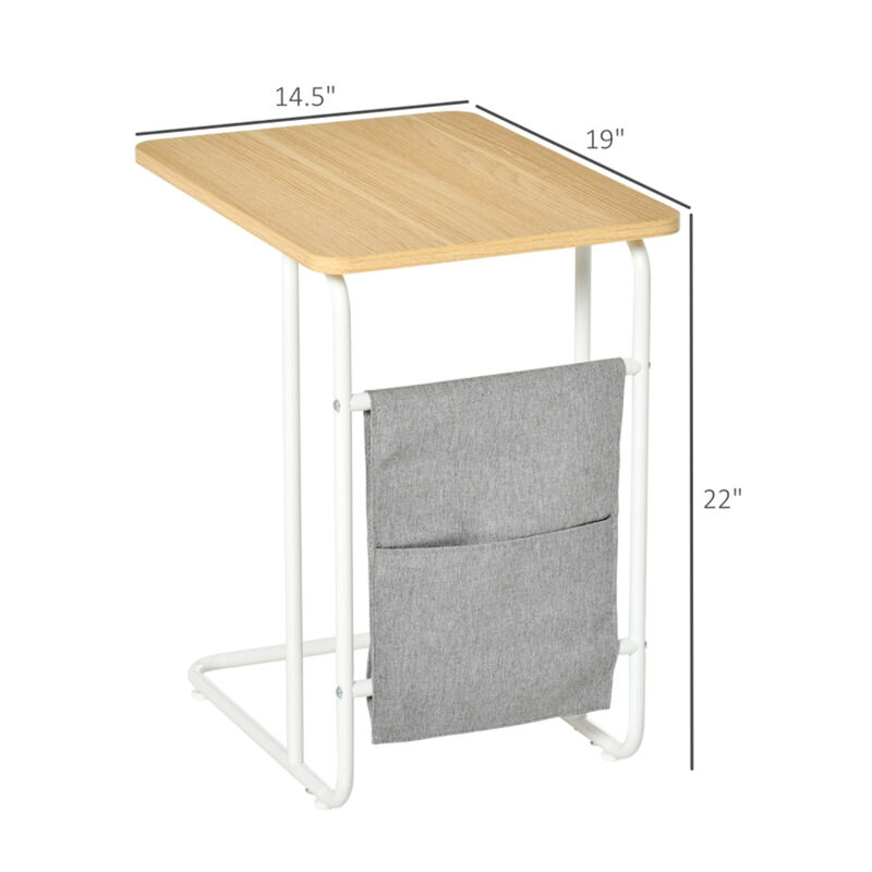 Modern C-Shaped Sofa Table, Laptop Stand & End Table for Living Room
