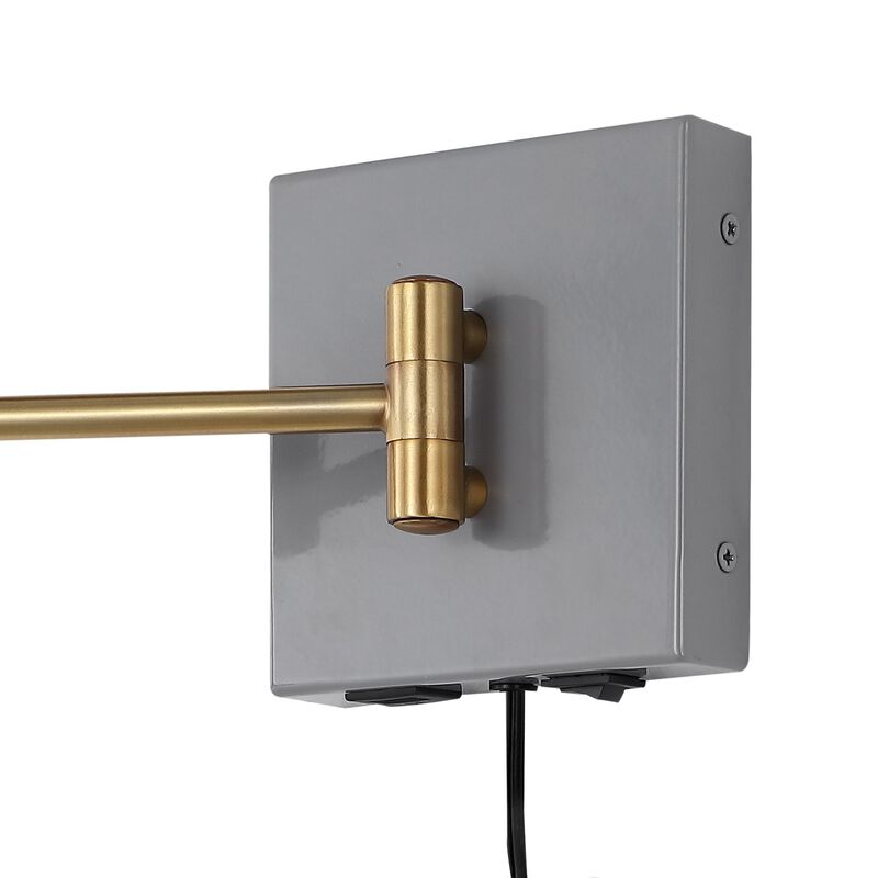 Hygge Swing Arm Modern Midcentury Iron USB Charging Port LED Sconce