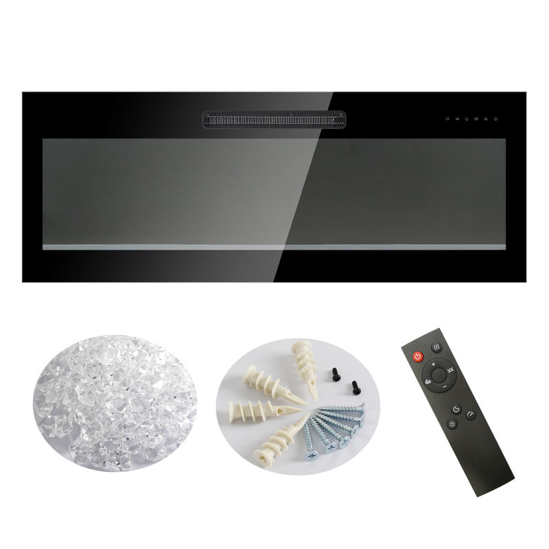 Streamdale 60" Wall-Mounted Electric Fireplace with Remote, LED Light Heater