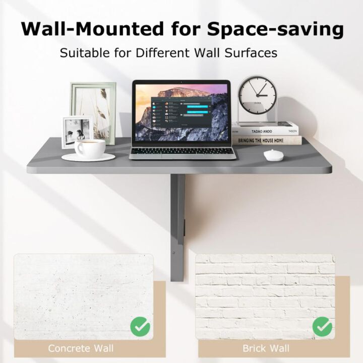 Hivvago 31.5 x 23.5 Inch Wall Mounted Folding Table for Small Spaces
