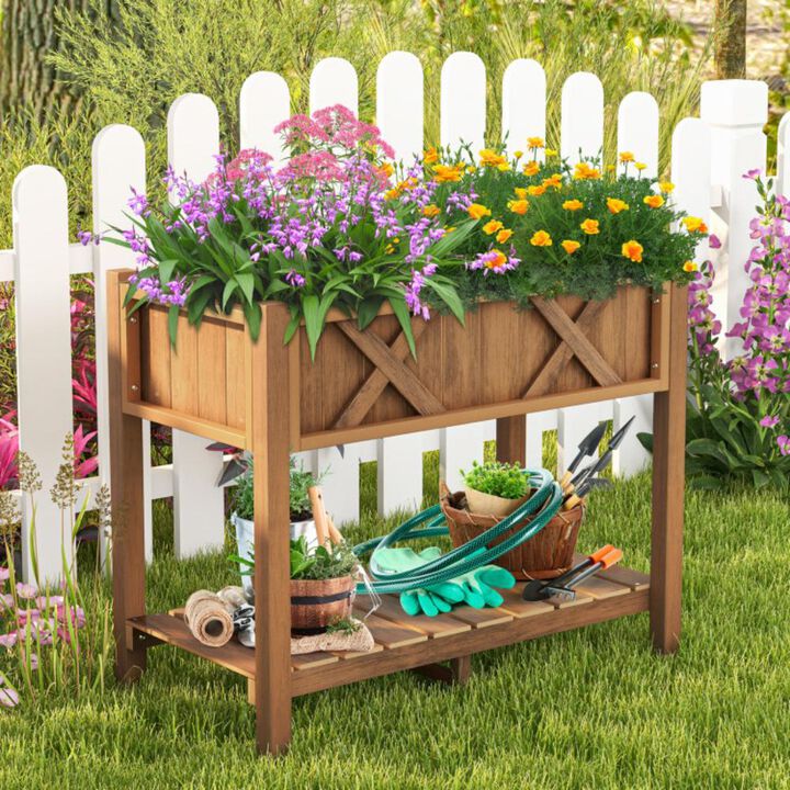 Hivvago HIPS Raised Garden Bed Poly Wood Elevated Planter Box
