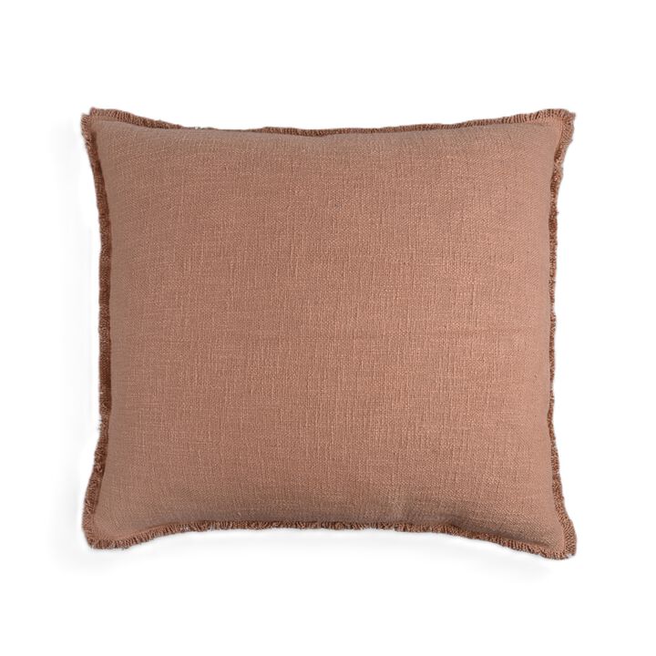 Organic Chic washed textured cotton solid pillow with frayed edges