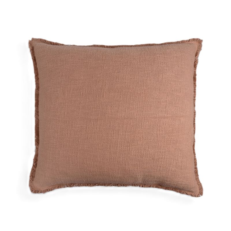 Organic Chic washed textured cotton solid pillow with frayed edges