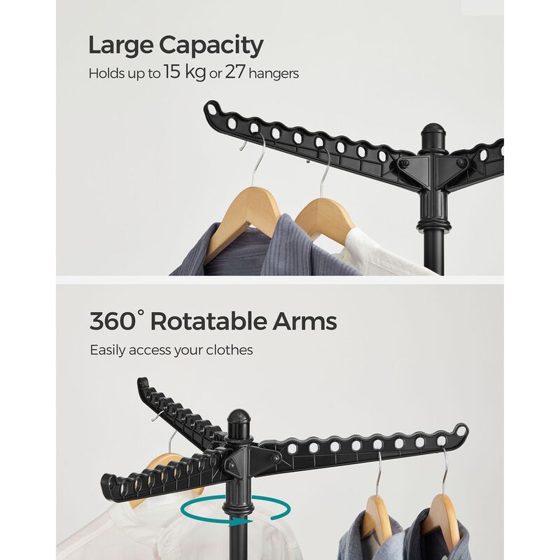 Stainless Steel Clothes Drying Rack with 3 Arms and Foldable Quadripod Frame