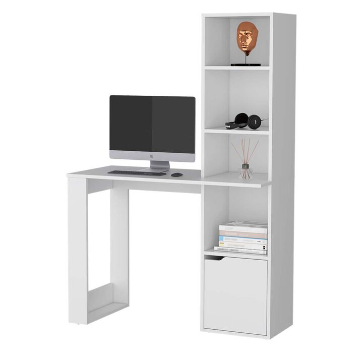 Peterson Computer Desk With 4-Tier Bookcase And 1-Door Cabinet