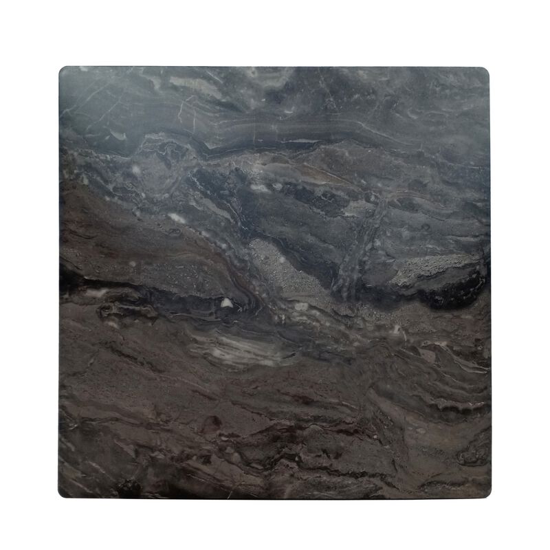 Bar Height Table, Laminate Paladina Marble Top, 42 Inch, Rubberwood, Black - Benzara