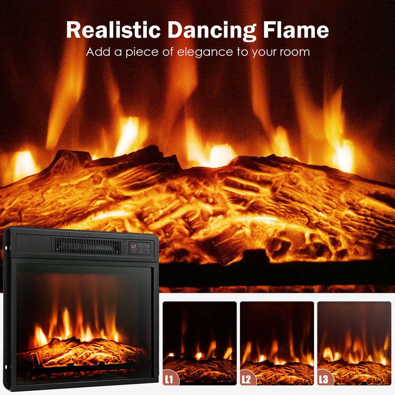 Electric Fireplace Inserted with Adjustable LED Flame