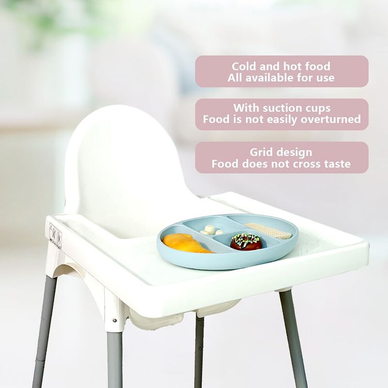 Silicone Suction Baby Feeding Set – Includes Divided Bowl, Plate, Spoon & Fork – BPA-Free, Non-Toxic, and Kid-Safe Tableware (Pink).