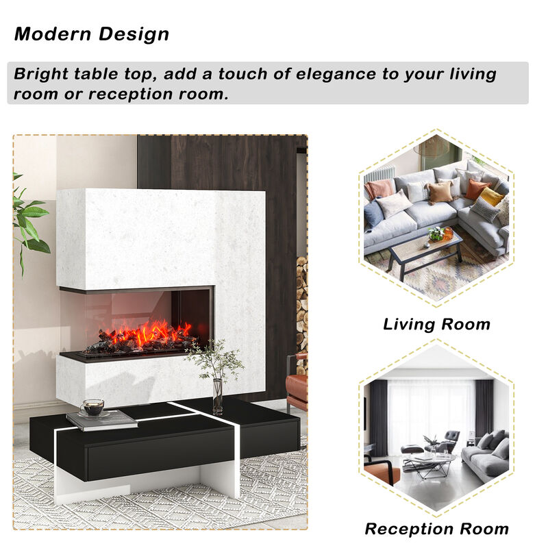 Merax Contemporary Rectangle High Gloss Coffee Table