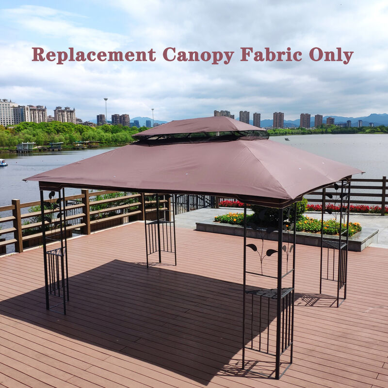 13 X 10FT Patio Double Roof Gazebo Replacement Canopy Top Fabric