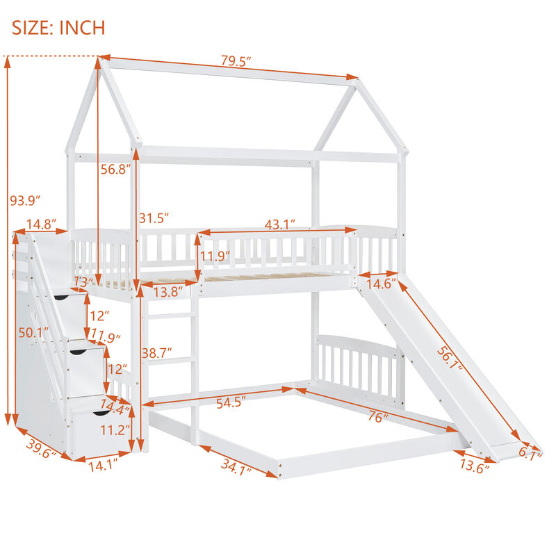 Merax Bunk Bed with Two Drawers and Slide
