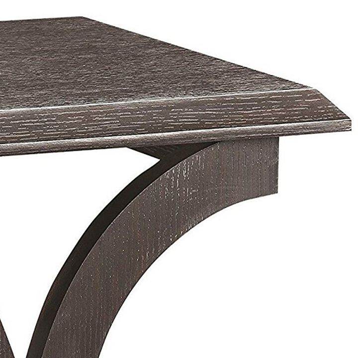 Contemporary Style C Shaped End Table With Open Shelf & Tabletop, Espresso Brown-Benzara