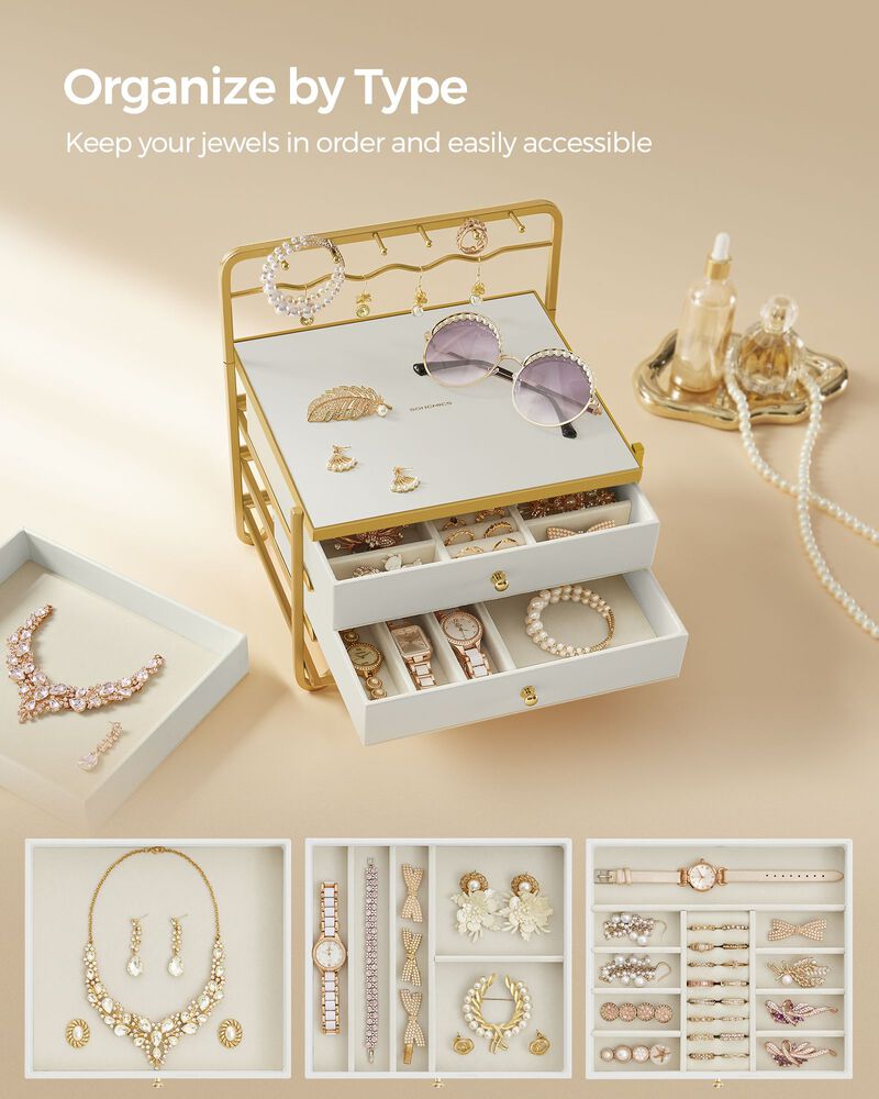 3-Tier Jewelry Box with Drawers for Organized Storage