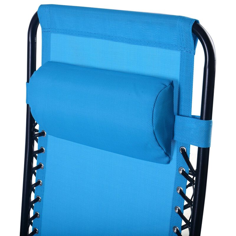 Hivvago Set of 2 Blue Folding Outdoor Zero Gravity Lounge Chair Recliner