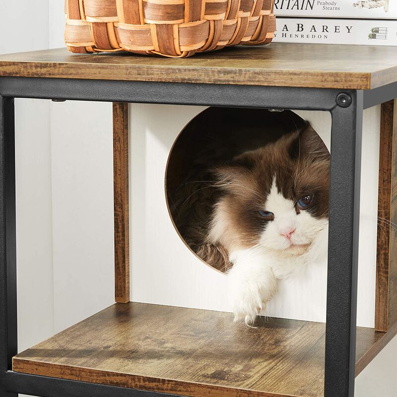 End Table Cat Tree - Cat Tower with Integrated Scratching Post and Mat