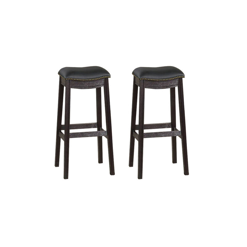 Black PU Upholstery Barstool, Set Of 2
