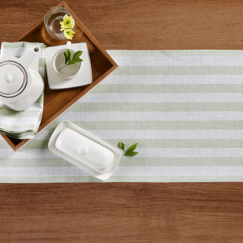 Solino Home 100% Pure Linen Table Runner | Sorrento Stripe