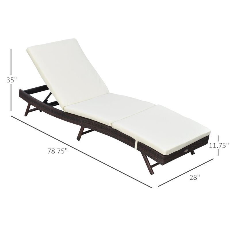 White Outdoor Lounger: Wicker Chair with Adjustable Backrest & Cushion