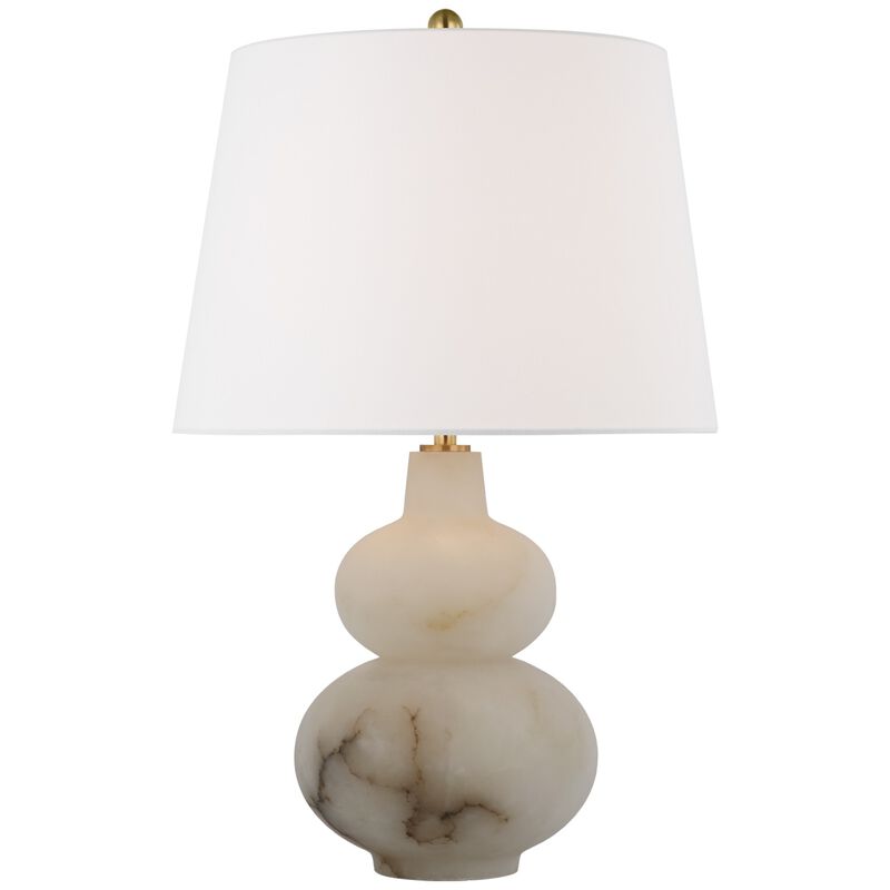 Ciccio Large Table Lamp in Alabaster with Linen Shade