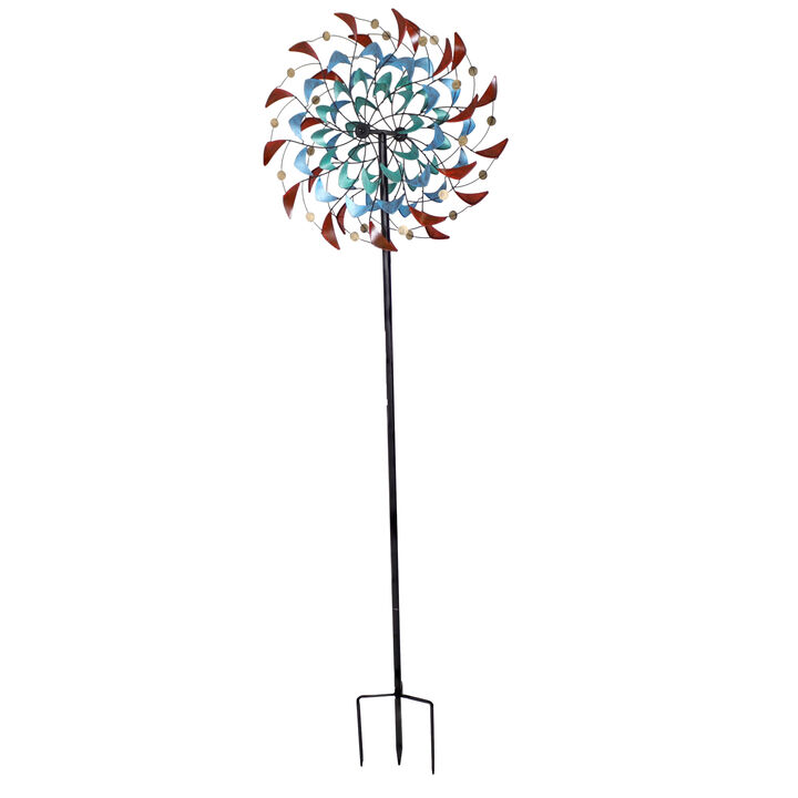 Sunnydaze Rainbow Breezes Powder-Coated Iron Wind Spinner - 84" H