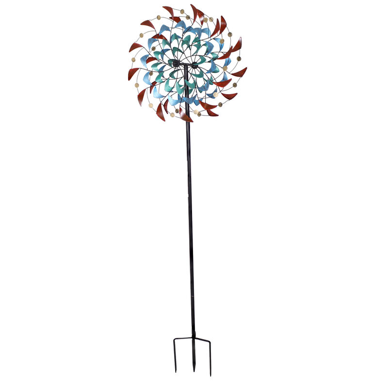 Sunnydaze Rainbow Breezes Powder-Coated Iron Wind Spinner - 84" H