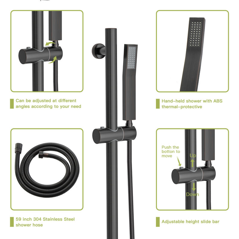 10" Rain Shower Head System with Adjustable Slide Bar
