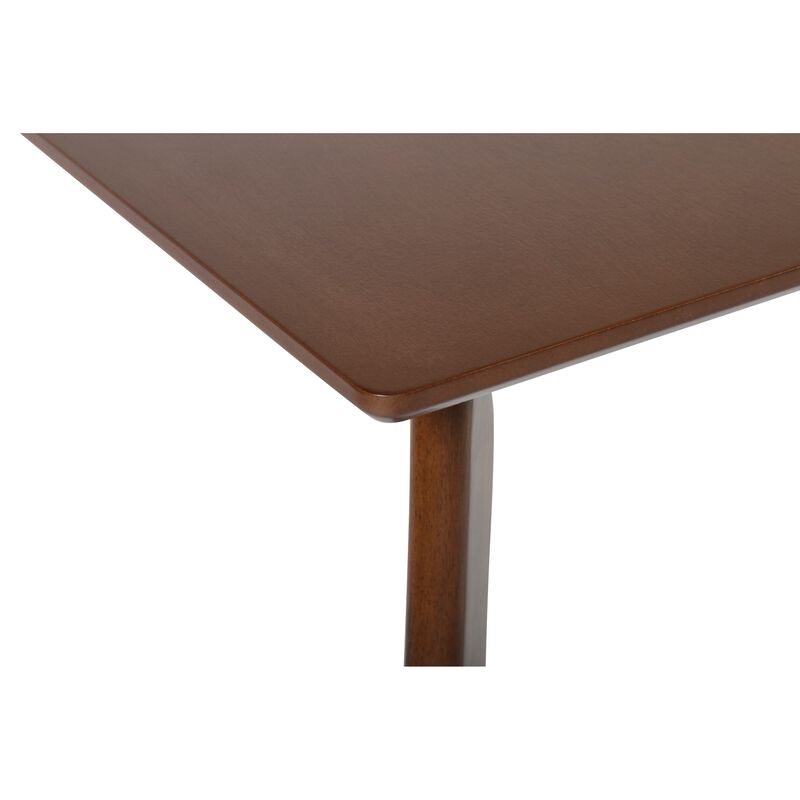 Bev 47 Inch Modern Dining Table, Sleek Rubberwood Frame, Dark Walnut Brown-Benzara
