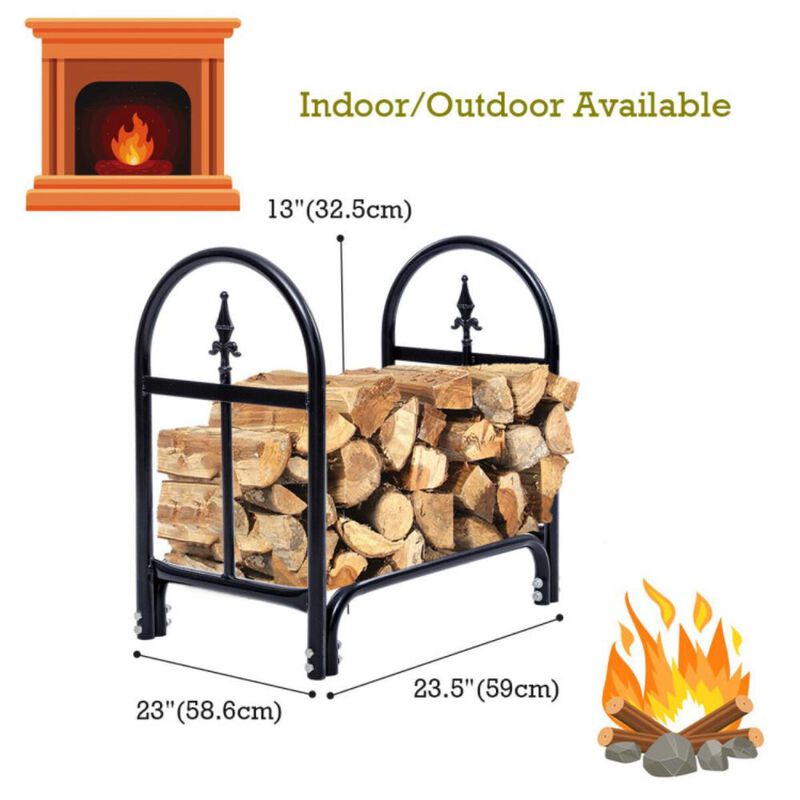 Hivvago 2 Feet Outdoor Heavy Duty Steel Firewood Storage Holder